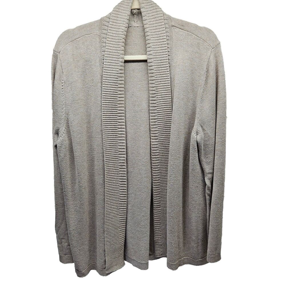 CHICOS Womens Tan Knit Cardigan Open Front Sweater Size Medium